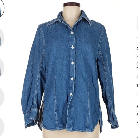 COS Oversized Denim Button Up Down Shirt Shacket 100% Cotton Size 6 EUC - Picture 1 of 7